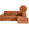 LOUNGITUDE Canapé d'angle droit convertible en velours côtelé - Terracotta