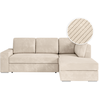 LOUNGITUDE Canapé d'angle droit convertible avec coffre en velours côtelé - Beige