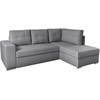 LOUNGITUDE Canapé d'angle convertible avec coffre en tissu - Gris - Angle droit