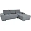 LOUNGITUDE Canapé d'angle convertible avec coffre en tissu - Gris - Angle Droit