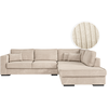 LOUNGITUDE Canapé d'angle XXL 6 places en velours côtelé - Beige - Angle droit