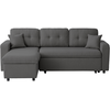 LOUNGITUDE MARIUS - Canapé d'angle convertible réversible en tissu - Gris foncé