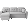 LOUNGITUDE MARIUS - Canapé d'angle convertible réversible en tissu - Gris clair