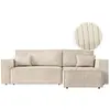 LOUNGITUDE Canapé d'angle convertible avec coffre en velours côtelé - Beige