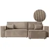 LOUNGITUDE Canapé d'angle convertible avec coffre en velours côtelé - Taupe