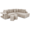 LOUNGITUDE Canapé d'angle droit convertible et 2 poufs en tissu - Beige