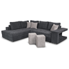 LOUNGITUDE Canapé d'angle tamia convertible avec coffre et 2 poufs en tissu - Gris/gris foncé, Angle Gauche