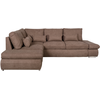 LOUNGITUDE Canapé d'angle Réversible et Convertible avec coffre en tissu - Marron
