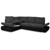 LOUNGITUDE Canapé d'angle Réversible et Convertible en simili/tissu - Gris/Noir