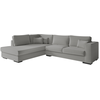 LOUNGITUDE Canapé d'angle XXL BELAMI en tissu - Gris clair, Angle Gauche