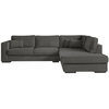 LOUNGITUDE Canapé d'angle XXL 6 places en tissu - Gris foncé - Angle Droit
