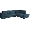 LOUNGITUDE Canapé d'angle XXL 6 places en tissu - Bleu pétrole - Angle Droit