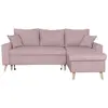 LOUNGITUDE Canapé d'angle réversible convertible avec coffre tissu rose Kati 229 cm