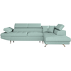 LOUNGITUDE Canapé d'angle droit convertible en tissu - Bleu clair - Pieds métal