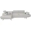LOUNGITUDE Canapé d'angle gauche convertible en tissu - Gris perle - Pieds métal