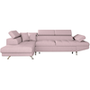 LOUNGITUDE Canapé d'angle gauche convertible en tissu - Vieux rose - Pieds métal