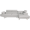 LOUNGITUDE Canapé d'angle droit convertible en tissu - Gris perle - Pieds métal