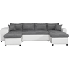 LOUNGITUDE Canapé panoramique OSLO convertible avec coffres, poufs à g...