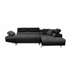 LOUNGITUDE Canapé d'angle droit convertible tissu gris et simili noir Mio 271 cm
