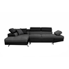LOUNGITUDE Canapé d'angle gauche convertible tissu gris et simili noir Mio 271 cm