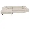 LOUNGITUDE Canapé d'angle gauche convertible en tissu - Beige - Pieds noir