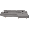 LOUNGITUDE Canapé d'angle droit convertible en tissu - Gris clair - Pieds bois