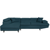 LOUNGITUDE Canapé d'angle gauche convertible en tissu - Bleu pétrole - Pieds noir