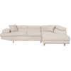 LOUNGITUDE Canapé d'angle droit convertible en tissu - Beige - Pieds bois
