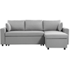 LOUNGITUDE Canapé d'angle réversible convertible tissu gris clair Kita 223 cm