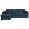 LOUNGITUDE Canapé d'angle gauche convertible avec coffre tissu bleu BAHAMAS