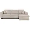 LOUNGITUDE Canapé d'angle droit convertible avec coffre tissu beige Bari 262 cm