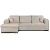 LOUNGITUDE Canapé d'angle gauche convertible avec coffre tissu beige Bari 262 cm