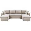 LOUNGITUDE Canapé panoramique convertible avec 2 coffres en tissu - Beige