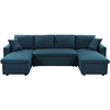 LOUNGITUDE Canapé panoramique convertible tissu bleu canard Zeni 289 cm