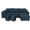 LOUNGITUDE Canapé d'angle réversible oslo avec coffre et poufs gauche en tissu bleu