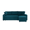 LOUNGITUDE Canapé d'angle réversible, convertible en velours avec coffre - Bleu