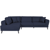 LOUNGITUDE Canapé d'angle gauche convertible 2 coffres en tissu - Bleu foncé