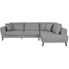 LOUNGITUDE Canapé d'angle droit convertible 2 coffres en tissu - Gris clair