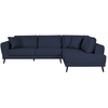 LOUNGITUDE Canapé d'angle droit convertible 2 coffres en tissu - Bleu foncé