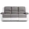 LOUNGITUDE Canapé Relaxation 3 places Microfibre et Simili LEO - Blanc et Gris