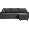 LOUNGITUDE Canapé d'angle réversible convertible tissu gris foncé Kita 223 cm