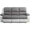 LOUNGITUDE Canapé de relaxation électrique 3 places Blanc/Gris RELAX II