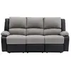 LOUNGITUDE Canapé de Relaxation électrique 3 places Microfibre et Simili LEO - Noir et gris