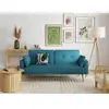 LOUNGITUDE Canapé droit scandinave ELGA convertible 3 places en tissu - Bleu