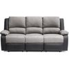 LOUNGITUDE Canapé Relaxation manuel 3 places Microfibre / Simili - Gris / Noir