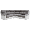 RELAXXO Canapé d'Angle de Relaxation OSCAR 5 places bi-matière - Gris / Blanc