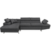 LOUNGITUDE Canapé d'angle gauche convertible en tissu - Gris foncé - Pieds métal