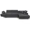 LOUNGITUDE Canapé d'angle droit convertible en tissu - Gris foncé - Pieds métal