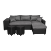 LOUNGITUDE Canapé d'angle gauche convertible Gris/Noir avec coffre et poufs OSLO
