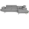LOUNGITUDE Canapé d'angle droit convertible en tissu - Gris clair - Pieds métal